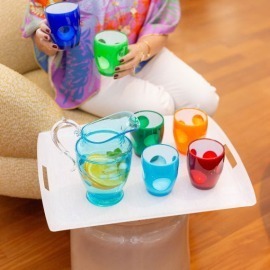 Bandeja Platex Linho Branco 54x43cm Acrílico