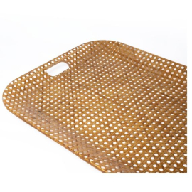 Bandeja Retangular Rattan Escuro M