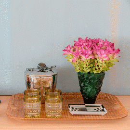 Bandeja Spisani Firenze Rattan Acrílico