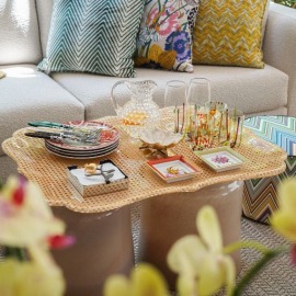 Bandeja Spisani Barroca Rattan G Acrílico