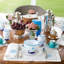 Bowl Bon Bon Branco com Pois Turquesa Zafferano 