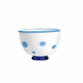 Bowl Bon Bon Branco com Pois Turquesa Zafferano 