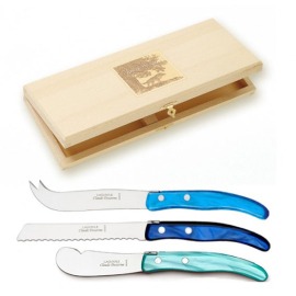 Caixa com 3 peças para Café da Manhã Claude Dozorme Laguiole Azul