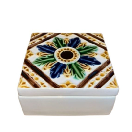 Caixa Renascença Azulejo Flor Bordallo Pinheiro