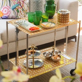 Carrinho Platex Cannage Ecru Acrílico