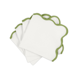 Conjunto 4 Guardanapos Dakota Branco/ Verde Linho Matouk