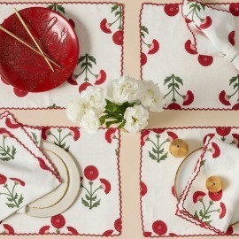 Conjunto 4 Guardanapos Gisele Scarlet Linho Matouk