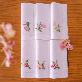 Conjunto 6 Guardanapos Orquídeas 