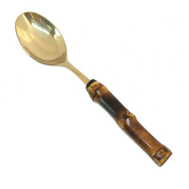 Colher de Sobremesa Bambu Natural Escuro Gold