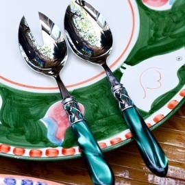 Conjunto Garfo e Colher para Salada Aladdin Bugatti Verde