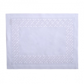 Conjunto Jogo Americano e Guardanapo Damasco Branco 2 peças