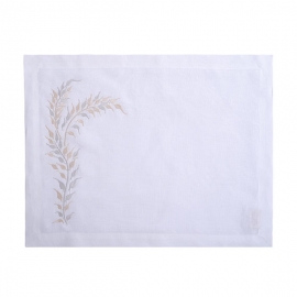 Conjunto Jogo Americano e Guardanapo Ramos Dourado 2 peças