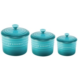 Conjunto Porta Condimentos Azul Caribe Le Creuset 3 peças