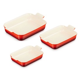 Conjunto Travessas Retangulares Heritage Vermelho Le Creuset 3 peças