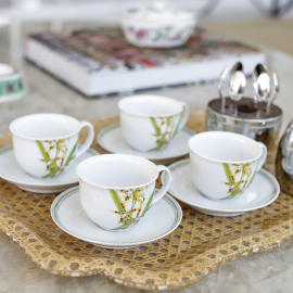 Conjunto Xícaras Café Orquídeas Matisse Casa 2 peças