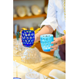 Copo Lente Azul Baixo Acrílico Mario Luca Giusti 