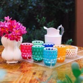 Copo Lente Azul/Leitoso Acrílico Mario Luca Giusti 