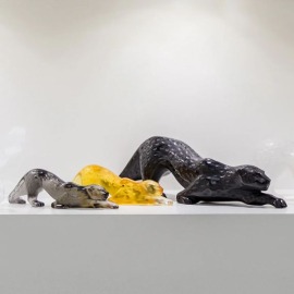 Escultura Lalique Pantera Amber P