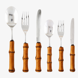 Faqueiro Bambu Natural Escuro 12 Peças Matisse Casa