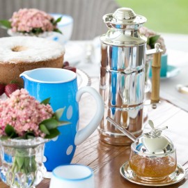 Garrafa Térmica com Alça de Bambu  Prata M