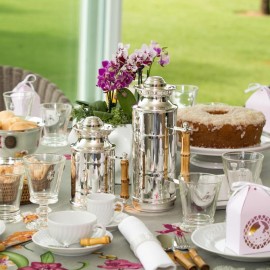 Garrafa Térmica com Alça de Bambu Prata P