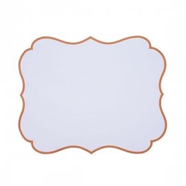 Jogo Americano Retangular Impermeável Arabesco Branco com Ocre