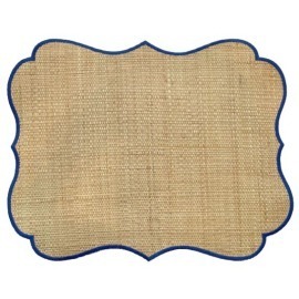 Jogo Americano Retangular Palha Buriti Arabesco Azul