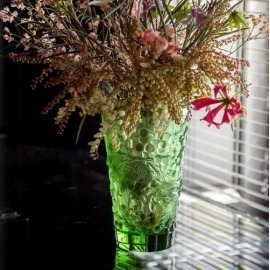 Vaso Lalique Merles & Raisins Verde M 