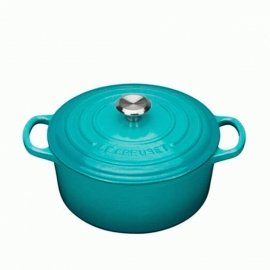 Panela Redonda Signature Azul Caribe n°28 Le Creuset