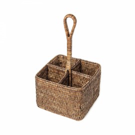 Porta Talher Quadrado Rattan Paya 