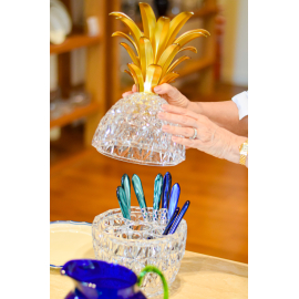 Porta Talheres e Champanheira Ananás Transparente Acrílico Mario Luca Giusti