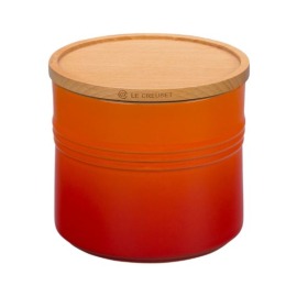 Pote com Tampa de Madeira 1.1L Laranja Le Creuset