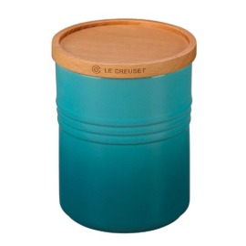 Pote com Tampa de Madeira 1,9L Azul Caribe Le Creuset