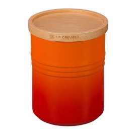 Pote com Tampa de Madeira 1.9L Laranja Le Creuset