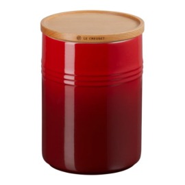 Pote com Tampa de Madeira 1,9L Vermelho Le Creuset