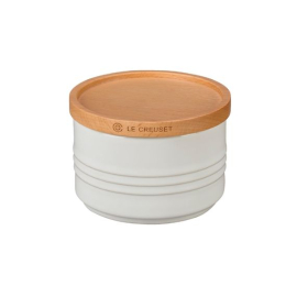 Pote com Tampa de Madeira 220ml Branco Le Creuset