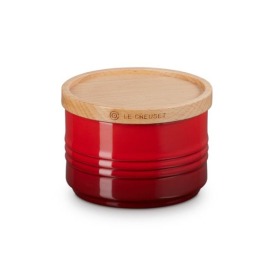 Pote com Tampa de Madeira 220ml Vermelho Le Creuset