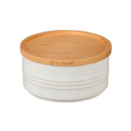 Pote com Tampa de Madeira 420ml Branco Le Creuset
