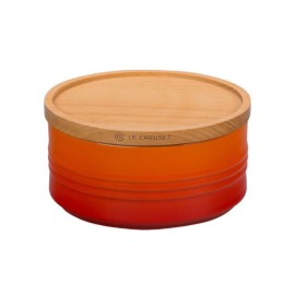 Pote com Tampa de Madeira 420ml Laranja Le Creuset
