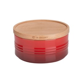 Pote com Tampa de Madeira 420ml Vermelho Le Creuset