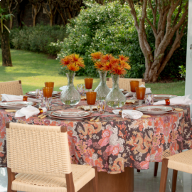 Toalha de Mesa Magic Mountain Marrom 1,80x3,80 Linho Matouk