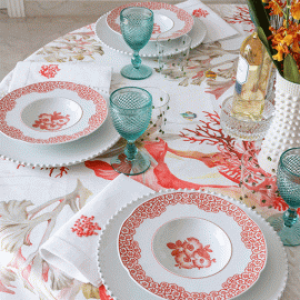 Toalha de Mesa Aquarius 1,70x3,10 Linho Tessitura Toscana