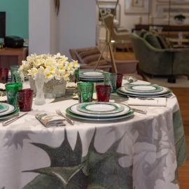 Toalha de Mesa Natal 2,20x2,20 Linho The Napking