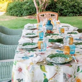 Toalha de Mesa Ibisco Redonda 1,75m Linho Tessitura Toscana