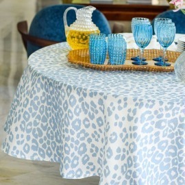 Toalha de Mesa Leopard Azul 1,80x3,30 Linho Matouk