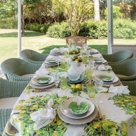 Toalha de Mesa Limonaia 1,70x2,70 Linho Tessitura Toscana