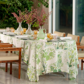 Toalha de Mesa Citrus Garden Verde Redonda 1,80 Linho Matouk