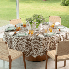 Toalha de Mesa Leopard Redonda 1,80 Linho Matouk