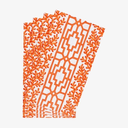 Produto 15 Toalhas de Papel para Lavabo 10X19 Coral e Trellis Caspari