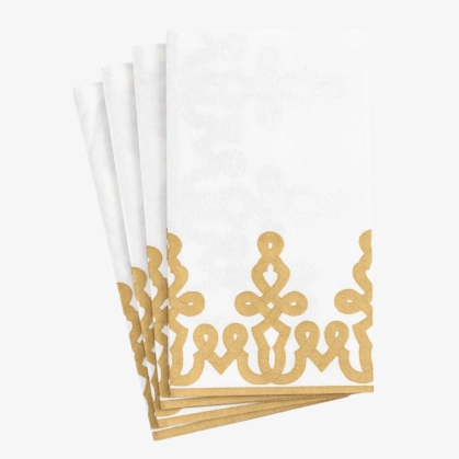 Produto 12 Toalhas de Papel para Lavabo 10x19 Passementerie Gold Caspari